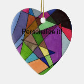 "Meist akute Winkel im mehrfarbigen Herzen Keramik Ornament (Rechts)