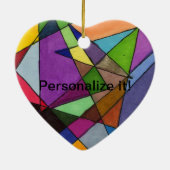 "Meist akute Winkel im mehrfarbigen Herzen Keramik Ornament (Hinten)