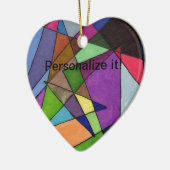 "Meist akute Winkel im mehrfarbigen Herzen Keramik Ornament (Links)