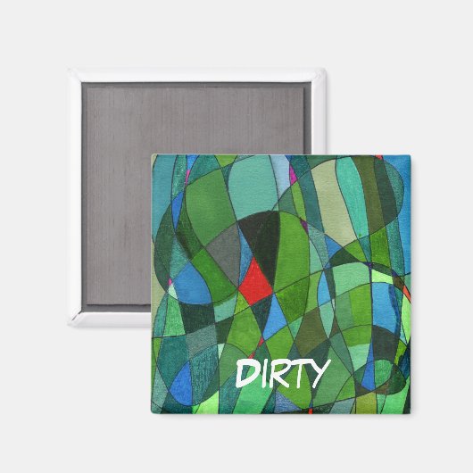 "Meist Grüntöne" Abstrakte Geschirrspüler Status M Magnet (Vorderseite/Rückseite)