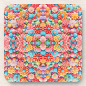 Meist rosa Blumenmuster Getränkeuntersetzer (Vorderseite)