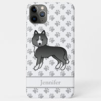 Meist schwarz sibirischer Husky Cartoon Dog & Name