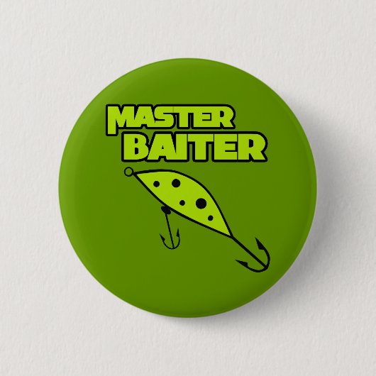 Meister Baiter fischen allein Button (Vorderseite)