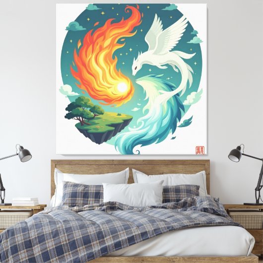 „Meister der 4 Elemente“ Leinwanddruck (Insitu (Schlafzimmer))
