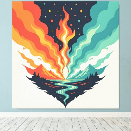 „Meister der 4 Elemente“ Leinwanddruck (Insitu (Holzboden))