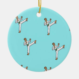 Meister der Kampfkünste auf blau Keramik Ornament