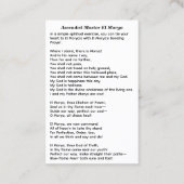 Meister El Morya Lord of the First Ray Visitenkarte (Rückseite)