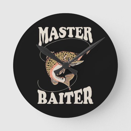 Meister-Köder-Angler Runde Wanduhr (Vorderseite)