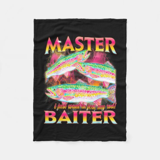 Meister-Köder lustig beleidigend Angeln Meme Grafi Fleecedecke (Vorderseite)