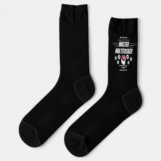 Meister-Multitasking-Funny-Statement Socken (Linkes Detail)