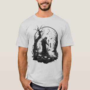 Meister Tod auf Friedhof Gothik Design T-Shirt