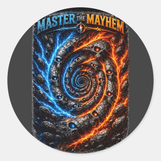 Meistere den Mayhem-Totenkopf – Fire vs Ice Electr Runder Aufkleber (Vorderseite)