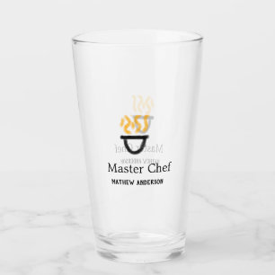 Meisterkoch Namen hinzufügen schwarze Pfanne gelbe Glas