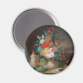 Meisterliches Stillleben: Blume & Fruchtmagnet Magnet (Vorderseite/Rückseite)