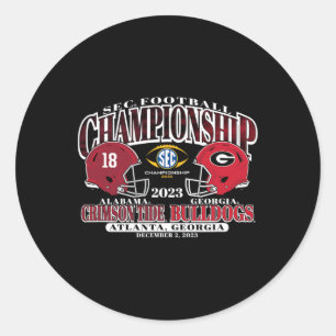 Meisterschaft 2023 Alabama / Georgia Football Blac Runder Aufkleber