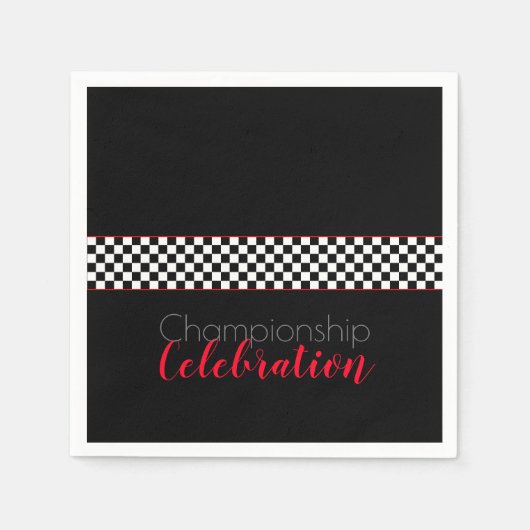 Meisterschaftsfeier Schwarz-Weiß-Karo Serviette (Vorderseite)