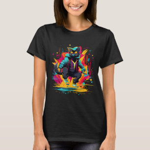 Meisterwerk der Street Art, urbane Katzzeichnung T-Shirt