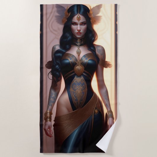 Meisterwerk eines Goth Girl Beach Handtuches Strandtuch (Vorderseite)