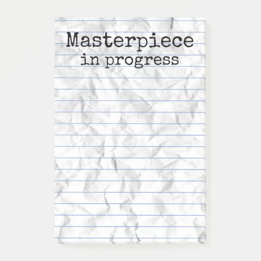 Meisterwerk in Bearbeitung mit gerundet 4x6 Post-it Klebezettel (Vorderseite)