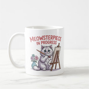 Meisterwerk in Progress Niedliche Katzenmalerei Kaffeetasse