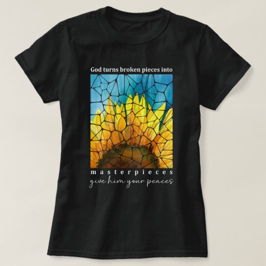 Meisterwerke Christliche Bibelverse Sonnenblumen T-Shirt (Design vorne)