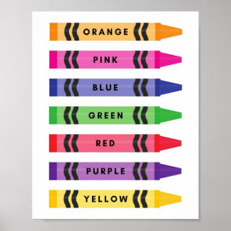 MEKIMI - Colors Vocabulary Crayons Poster