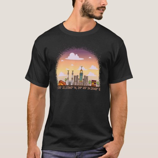 Mekka mit Koordinaten T-Shirt (Vorderseite)