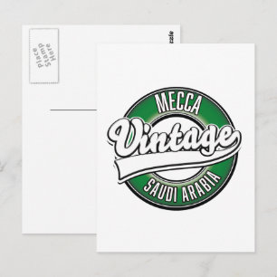 Mekka-Saudi-Arabinie-Vintages Logo Postkarte