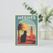 Meknes Marokko Sunset Cat Art Postkarte (Stehend Vorderseite)