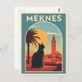 Meknes Marokko Sunset Cat Art Postkarte (Vorne/Hinten)