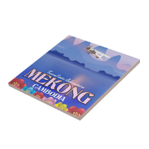 Mekong Fluss Kambodscha Urlaubs Poster Fliese