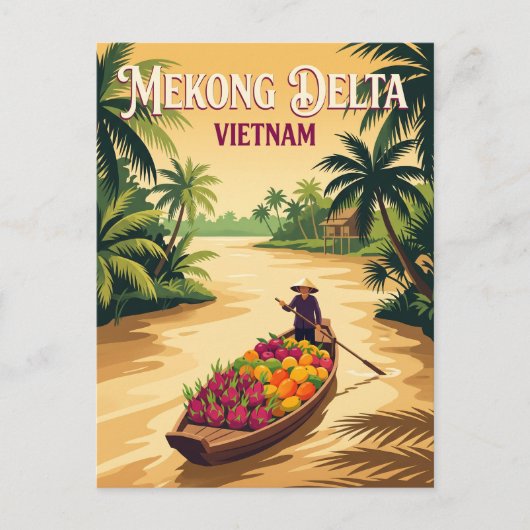 Mekong Fluss Vietnam Postkarte (Vorderseite)