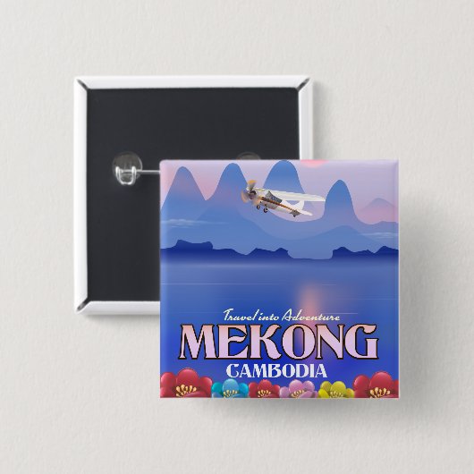 Mekong River Cambodia Vacation poster Button (Vorne & Hinten)