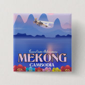 Mekong River Cambodia Vacation poster Button (Vorderseite)