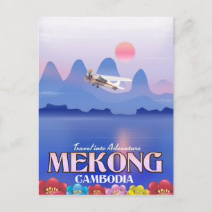 Mekong River Cambodia Vacation poster Postkarte