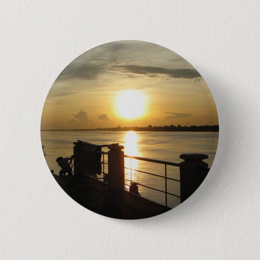Mekong River Sunset ... Nong Khai, Isaan, Thailand Button (Vorderseite)