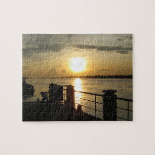 Mekong River Sunset ... Nong Khai, Isaan, Thailand Puzzle