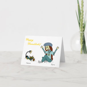Mel the Cat and Maizy Customizable Hanukah Card Karte
