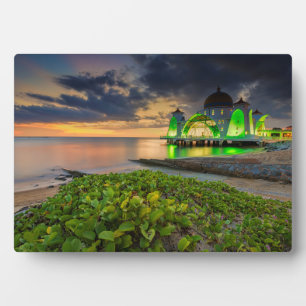 Melaka während Sonnenuntergang   Masjid Selat Fotoplatte