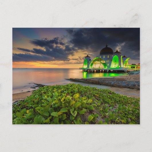 Melaka während Sonnenuntergang | Masjid Selat Postkarte (Vorderseite)
