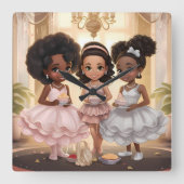 Melanated Magic Tee Party Wall Clock Quadratische Wanduhr (Vorderseite)
