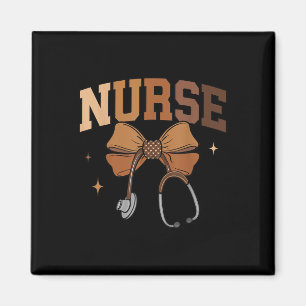 Melanated Nurse Black History Montag Coquette Bow Magnet