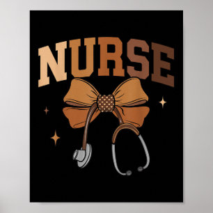 Melanated Nurse Black History Montag Coquette Bow  Poster