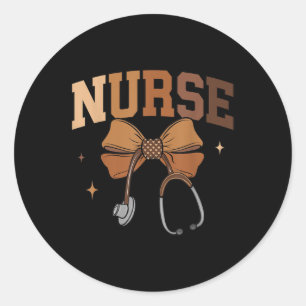 Melanated Nurse Black History Montag Coquette Bow Runder Aufkleber