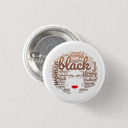 Melanated Strong Woman, Black History Button (Vorne & Hinten)