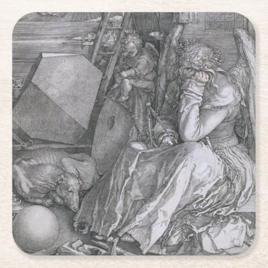 Melancholia, Albrecht Durer Rechteckiger Pappuntersetzer (Vorderseite)