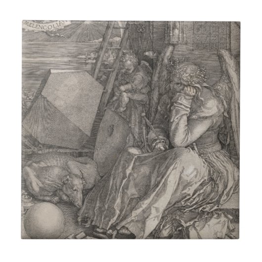 Melancholia I, gravierend durch Albrecht Durer Fliese (Vorderseite)