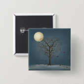 Melancholie Herzform Gestreifter Baum im Vollmond Button (Vorne & Hinten)
