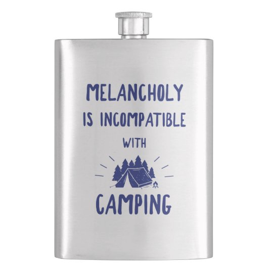 Melancholie ist mit Camping nicht kompatibel Flachmann (Vorderseite)