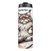 Melancholie Katze mit Wein und Liebe Brief Thermosbecher (Vorderseite)